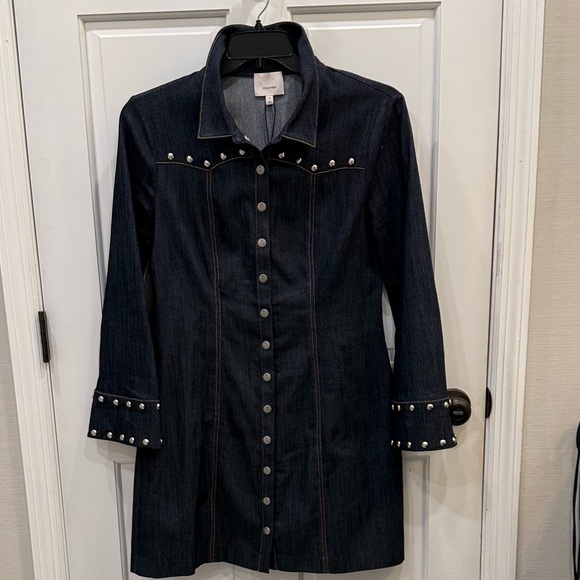 Cinq A Sept Studded Denim Shirt Dress Size 12 new without tags - Picture 3 of 4
